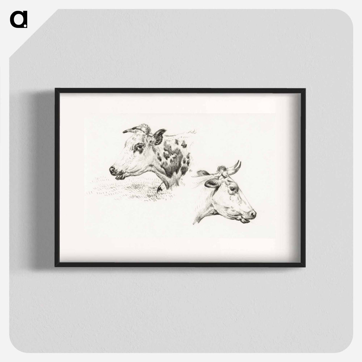 Two studies of the head of a cow - ジャン ベルナール Poster.