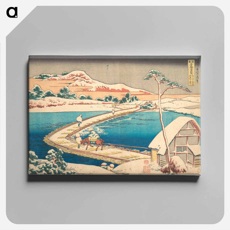アートパネル-Hokusai's Old View of the Boat-bridge at Sano in Kōzuke Province - 葛飾 北斎 Canvas.