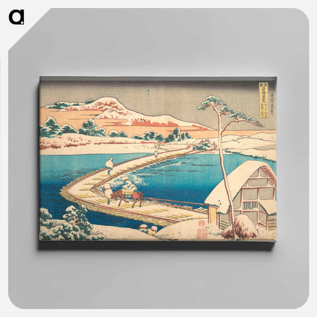 アートパネル-Hokusai's Old View of the Boat-bridge at Sano in Kōzuke Province - 葛飾 北斎 Canvas.