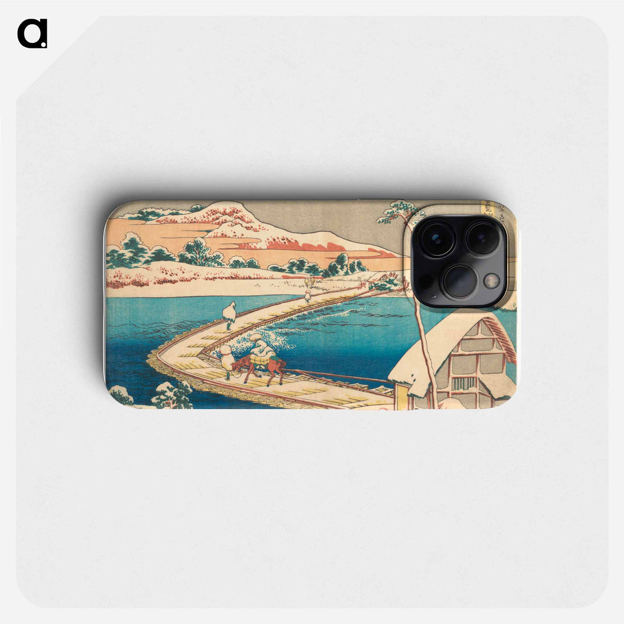 Hokusai's Old View of the Boat-bridge at Sano in Kōzuke Province - 葛飾 北斎 Phone Case.