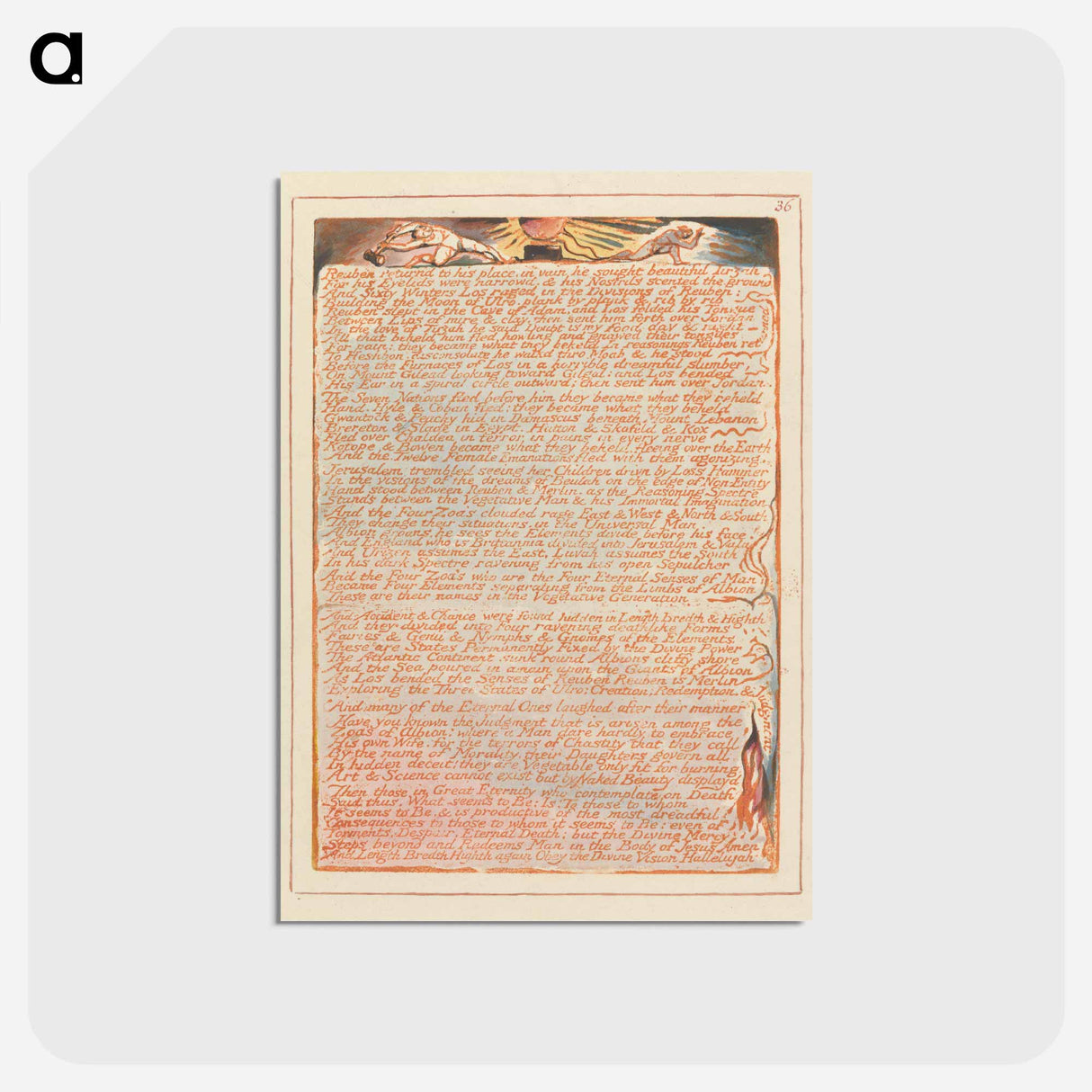 アートポストカード-Jerusalem, Plate 36, "Reuben returnd to his place...." - ウィリアム ブレイク Postcard.