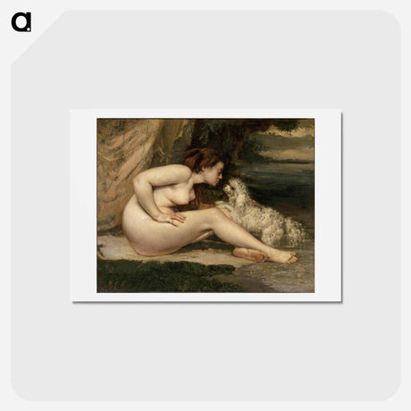 アートポストカード-Female Nude with a Dog (Portrait of Leotine Renaude) - ギュスターヴ クールベ Postcard.