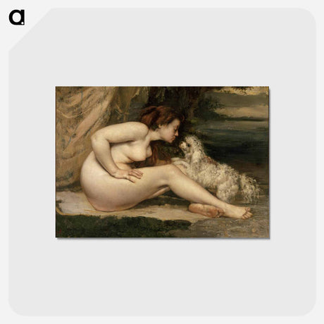 アートポストカード-Female Nude with a Dog (Portrait of Leotine Renaude) - ギュスターヴ クールベ Postcard.