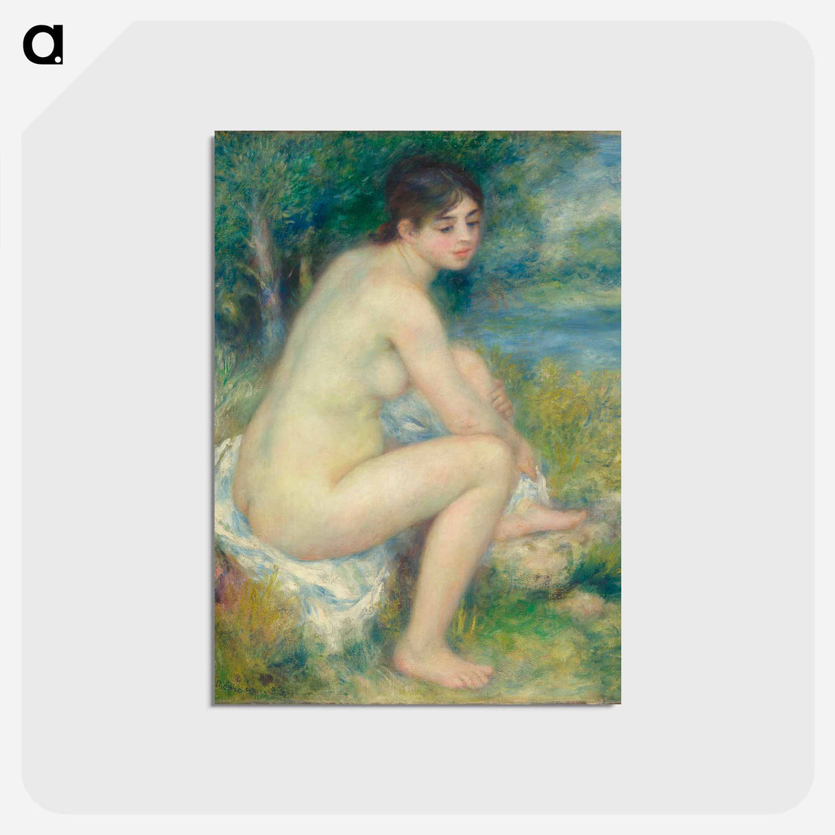 アートポストカード-Femme Nue dans un Paysage - ピエール オーギュスト ルノワール Postcard.