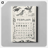 Kalenderblad februari met kraaien - テオ ヴァン ホイテマ Canvas.