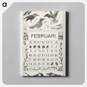 アートパネル-Kalenderblad februari met kraaien - テオ ヴァン ホイテマ Canvas.