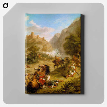 Arabs Skirmishing in the Mountains - ウジェーヌ ドラクロワ Canvas.