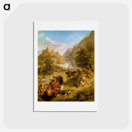 アートポストカード-Arabs Skirmishing in the Mountains - ウジェーヌ ドラクロワ Postcard.