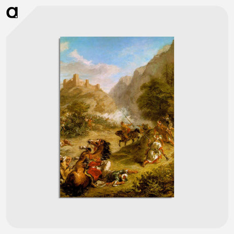 アートポストカード-Arabs Skirmishing in the Mountains - ウジェーヌ ドラクロワ Postcard.