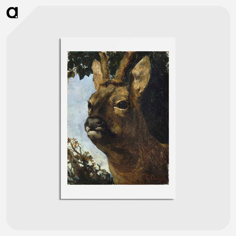 アートポストカード-Head of a Young Doe - ギュスターヴ クールベ Postcard.
