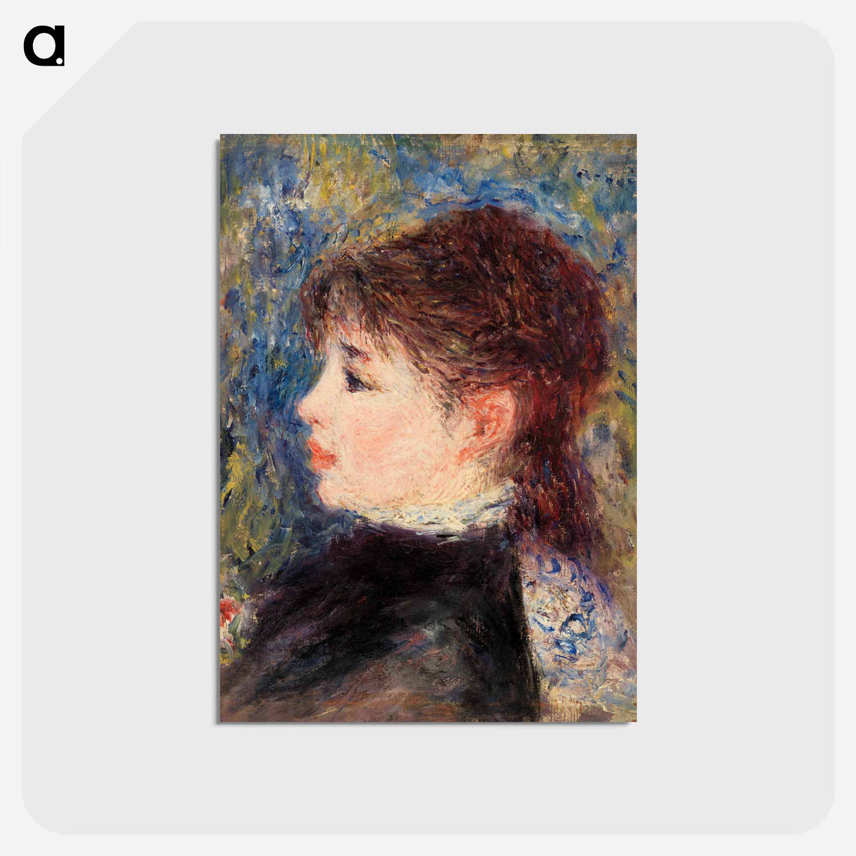 アートポストカード-Young Woman with Rose - ピエール オーギュスト ルノワール Postcard.
