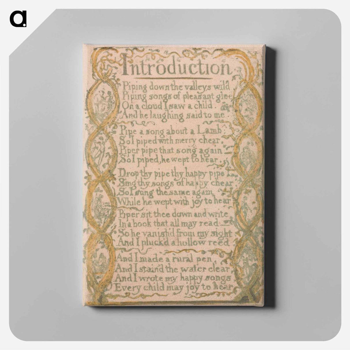 アートパネル-Songs of Innocence and of Experience, Plate 3, "Introduction" - ウィリアム ブレイク Canvas.