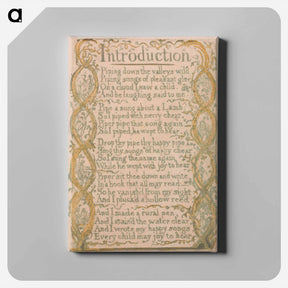 アートパネル-Songs of Innocence and of Experience, Plate 3, "Introduction" - ウィリアム ブレイク Canvas.