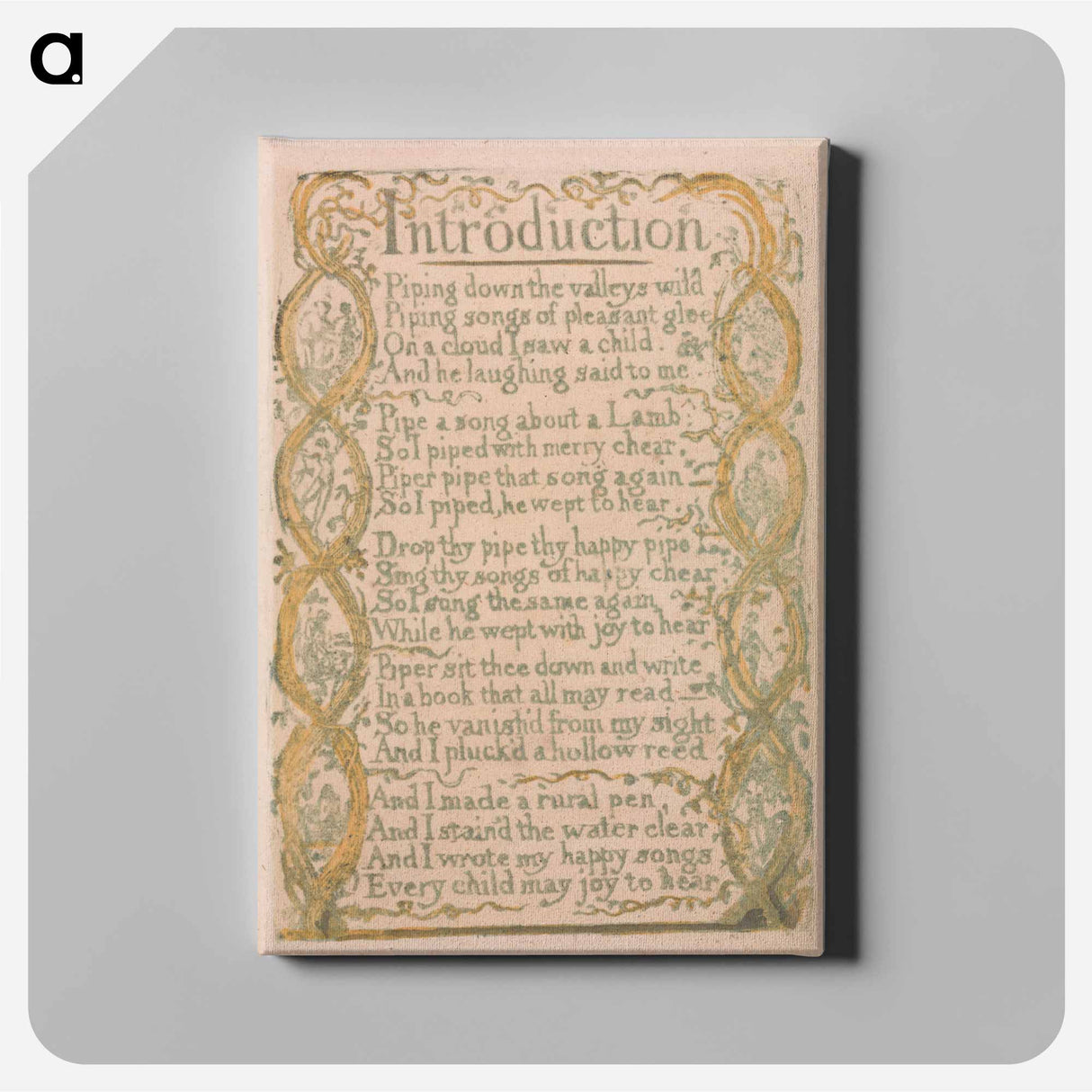 Songs of Innocence and of Experience, Plate 3, "Introduction" - William Blake Canvas.