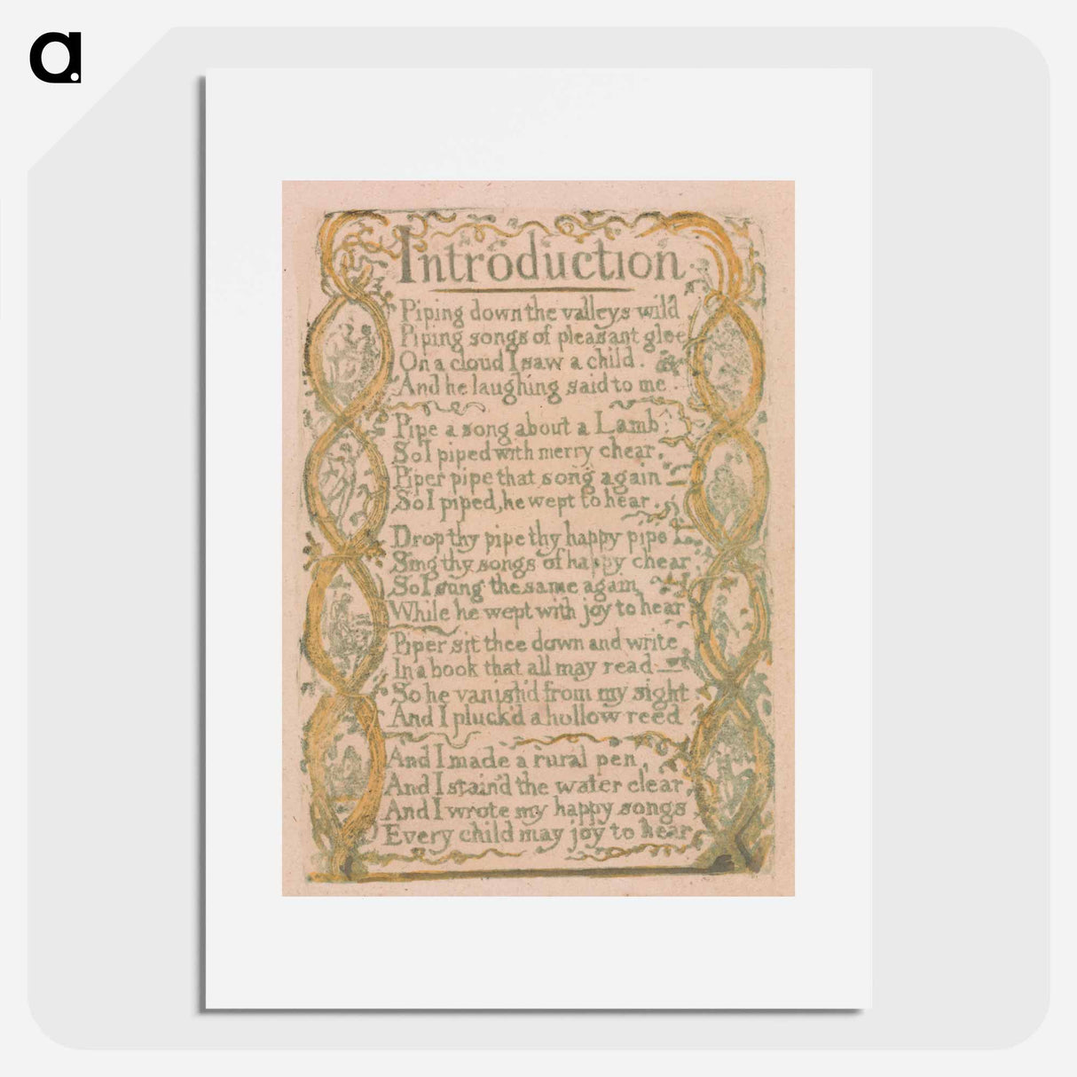 Songs of Innocence and of Experience, Plate 3, "Introduction" - ウィリアム ブレイク Poster.