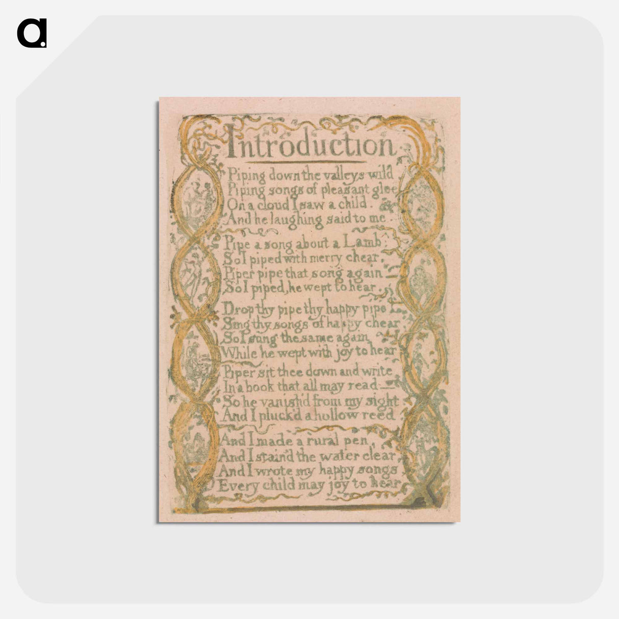 アートポストカード-Songs of Innocence and of Experience, Plate 3, "Introduction" - ウィリアム ブレイク Postcard.