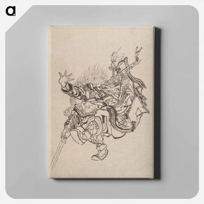 アートパネル-Katsushika Hokusai’s samurai, Album of Sketches - 葛飾 北斎 Canvas.