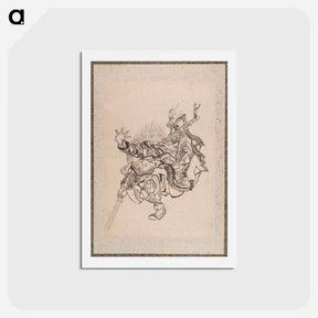 アートポストカード-Katsushika Hokusai’s samurai, Album of Sketches - 葛飾 北斎 Postcard.