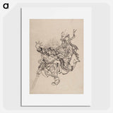 アートポスター-Katsushika Hokusai’s samurai, Album of Sketches - 葛飾 北斎 Poster.