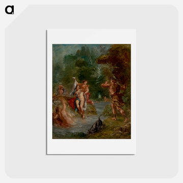 The Summer Diana Surprised by Actaeon - ウジェーヌ ドラクロワ Postcard.