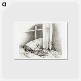 アートポストカード-Lying cow - ジャン ベルナール Postcard.