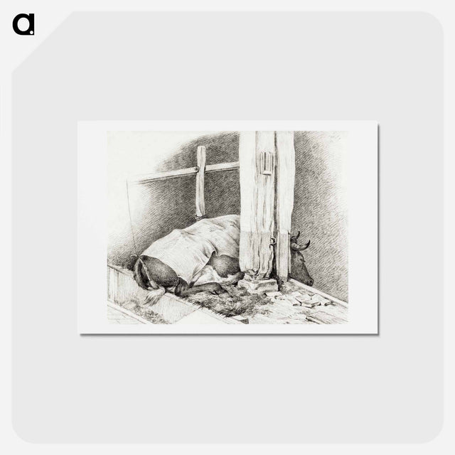 アートポストカード-Lying cow - ジャン ベルナール Postcard.