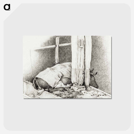 アートポストカード-Lying cow - ジャン ベルナール Postcard.