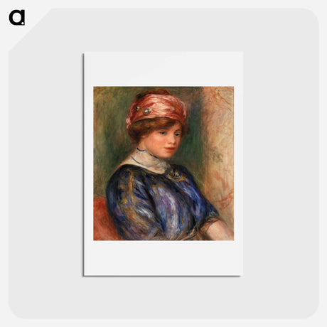 アートポストカード-Young Woman in Blue, Bust - ピエール オーギュスト ルノワール Postcard.