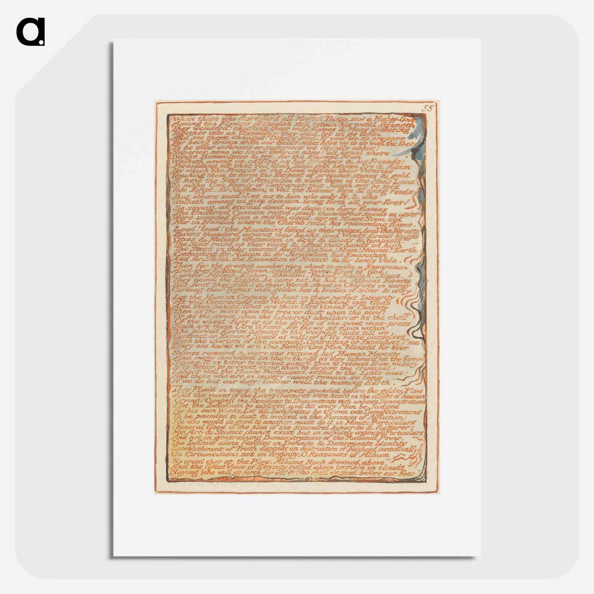 アートポスター-Jerusalem, Plate 55, "When those who disregard...." - ウィリアム ブレイク Poster.
