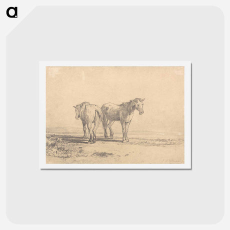 アートポストカード-Two Old Horses Standing in a Field
 - イェール大学アートギャラリー Postcard.