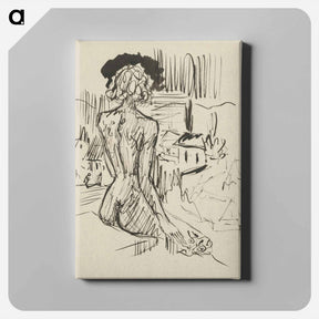 アートパネル-Sketchbook 22 sitting woman in the landscape - アーノルド ピーター ワイズ クビンチャン Canvas.