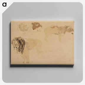 アートパネル-Study of lions - ウジェーヌ ドラクロワ Canvas.