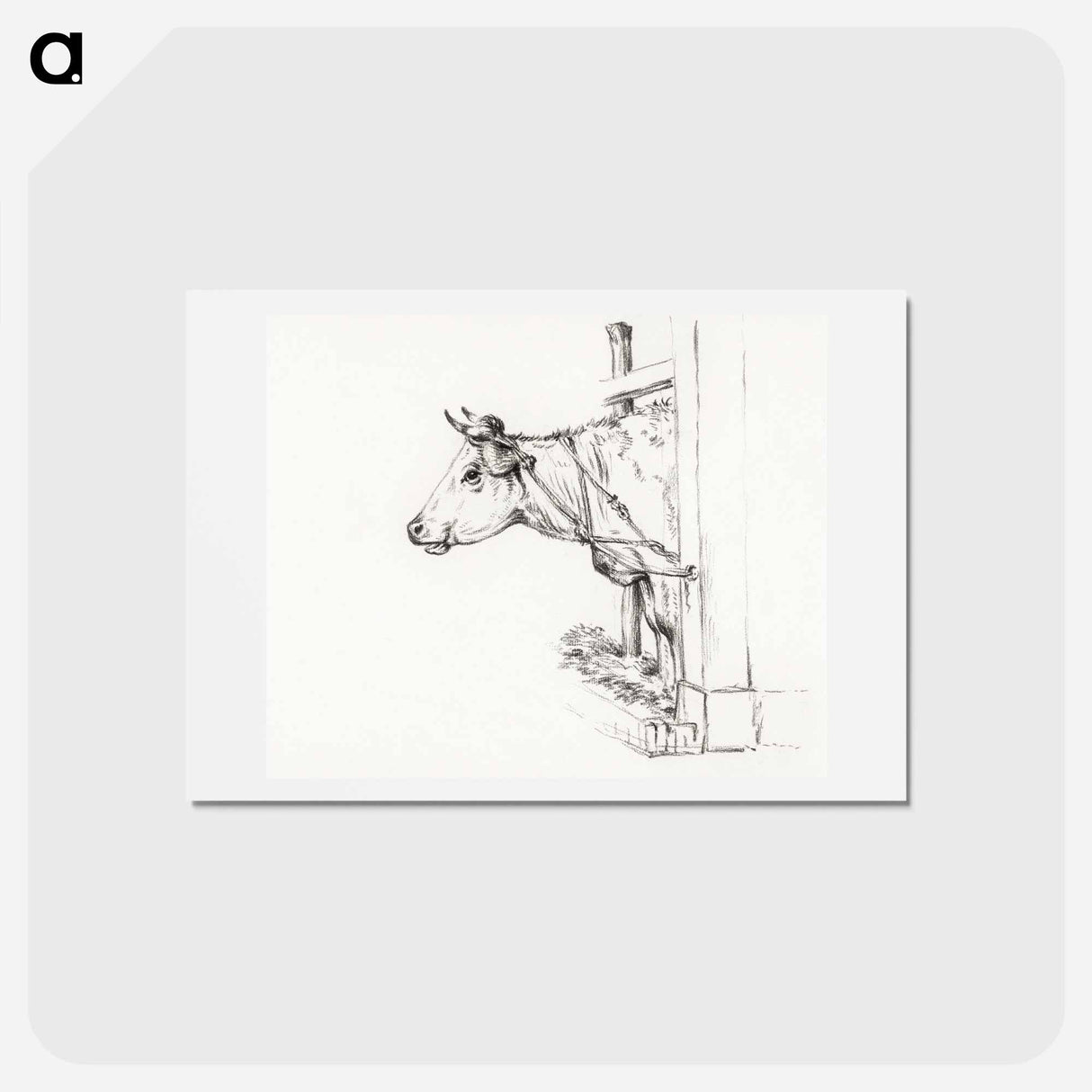 アートポストカード-Head of a cow, to the left - ジャン ベルナール Postcard.