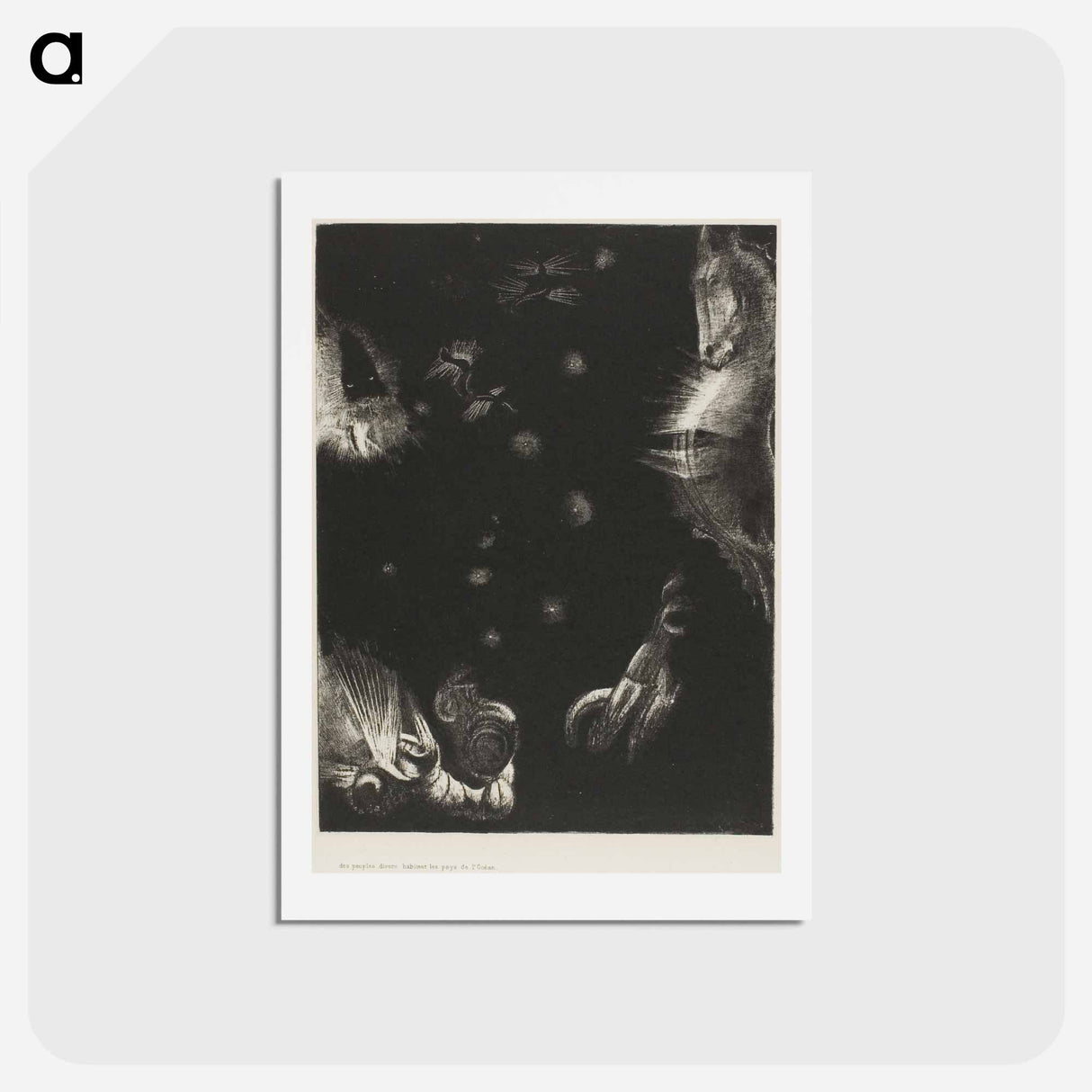 アートポストカード-Different Peoples Inhabit the Countries of the Ocean, plate 23 of 24 - オディロン ルドン Postcard.