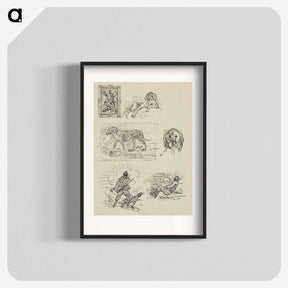 アートポスター-Sketchbook 22 sketches of dogs and hunters - アーノルド ピーター ワイズ クビンチャン Poster.