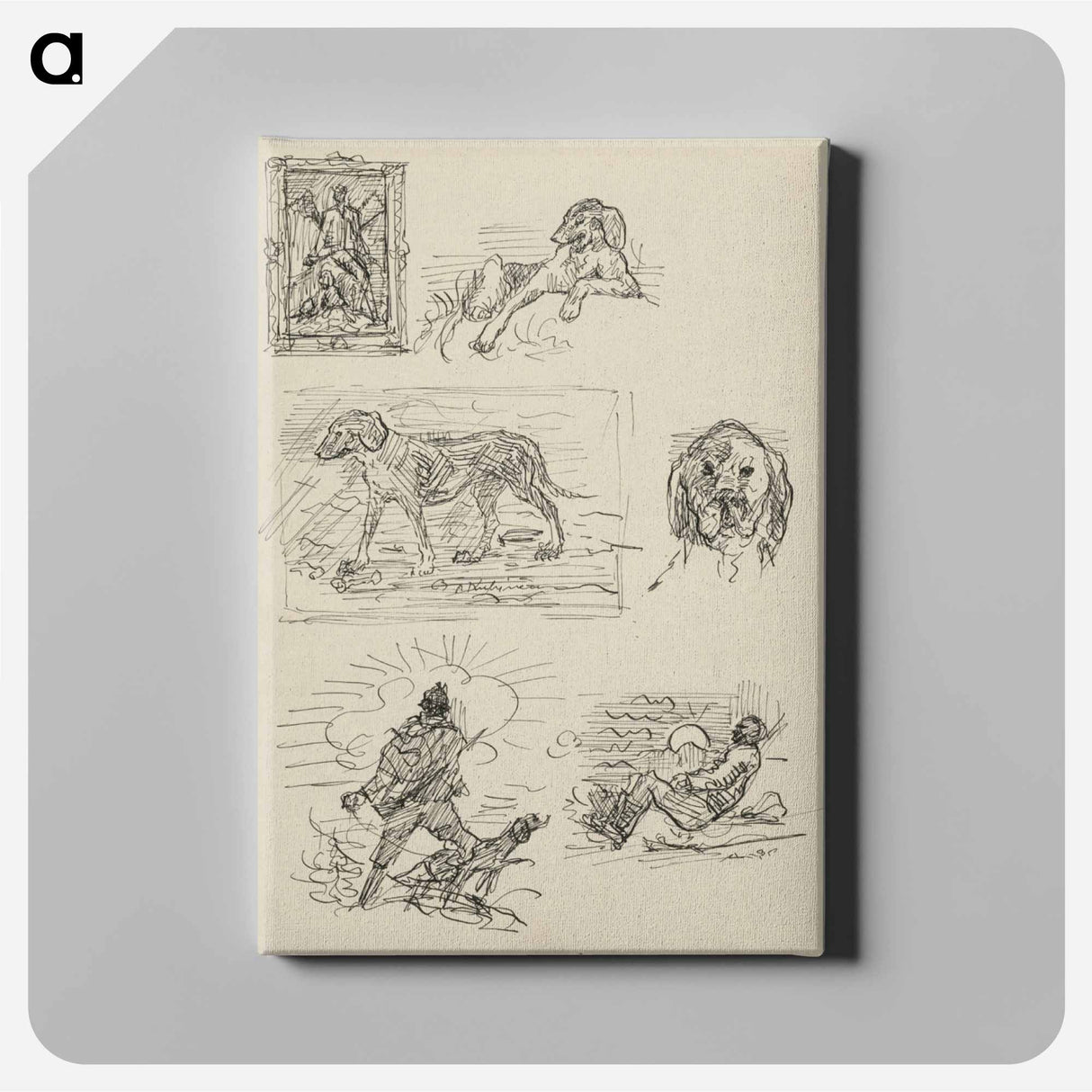 Sketchbook 22 sketches of dogs and hunters - アーノルド ピーター ワイズ クビンチャン Canvas.