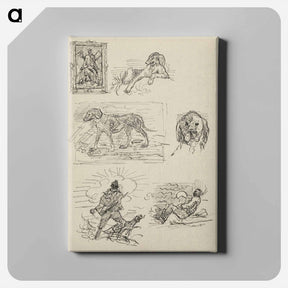 アートパネル-Sketchbook 22 sketches of dogs and hunters - アーノルド ピーター ワイズ クビンチャン Canvas.