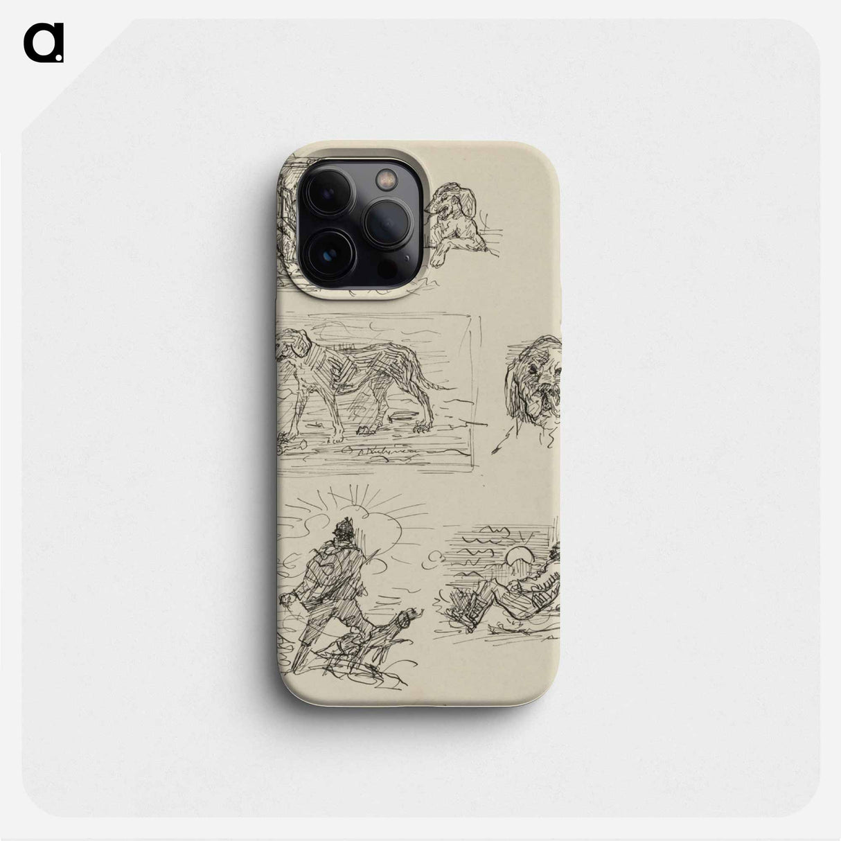 Sketchbook 22 sketches of dogs and hunters - アーノルド ピーター ワイズ クビンチャン Phone Case.