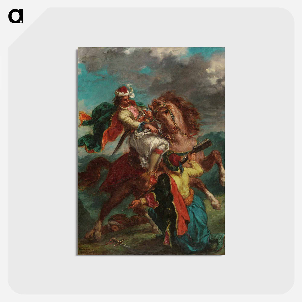 アートポストカード-A Turk Surrenders to a Greek Horseman - ウジェーヌ ドラクロワ Postcard.