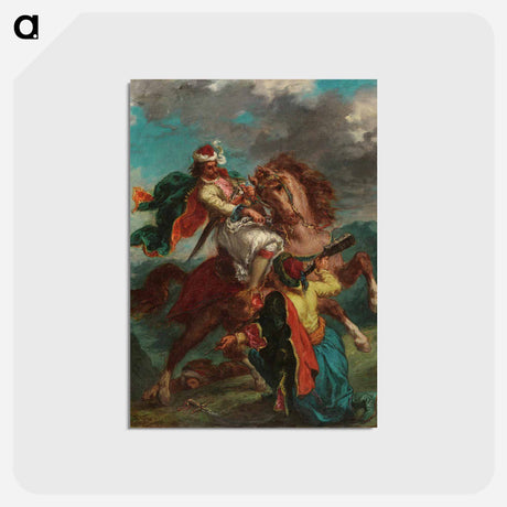 アートポストカード-A Turk Surrenders to a Greek Horseman - ウジェーヌ ドラクロワ Postcard.