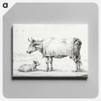 アートパネル-Standing cow with a lying calf - ジャン ベルナール Canvas.