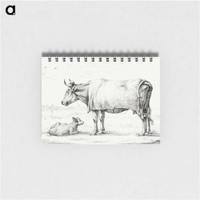 アートメモ帳-Standing cow with a lying calf - ジャン ベルナール Memo.