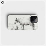 Standing cow with a lying calf - ジャン ベルナール Phone Case.