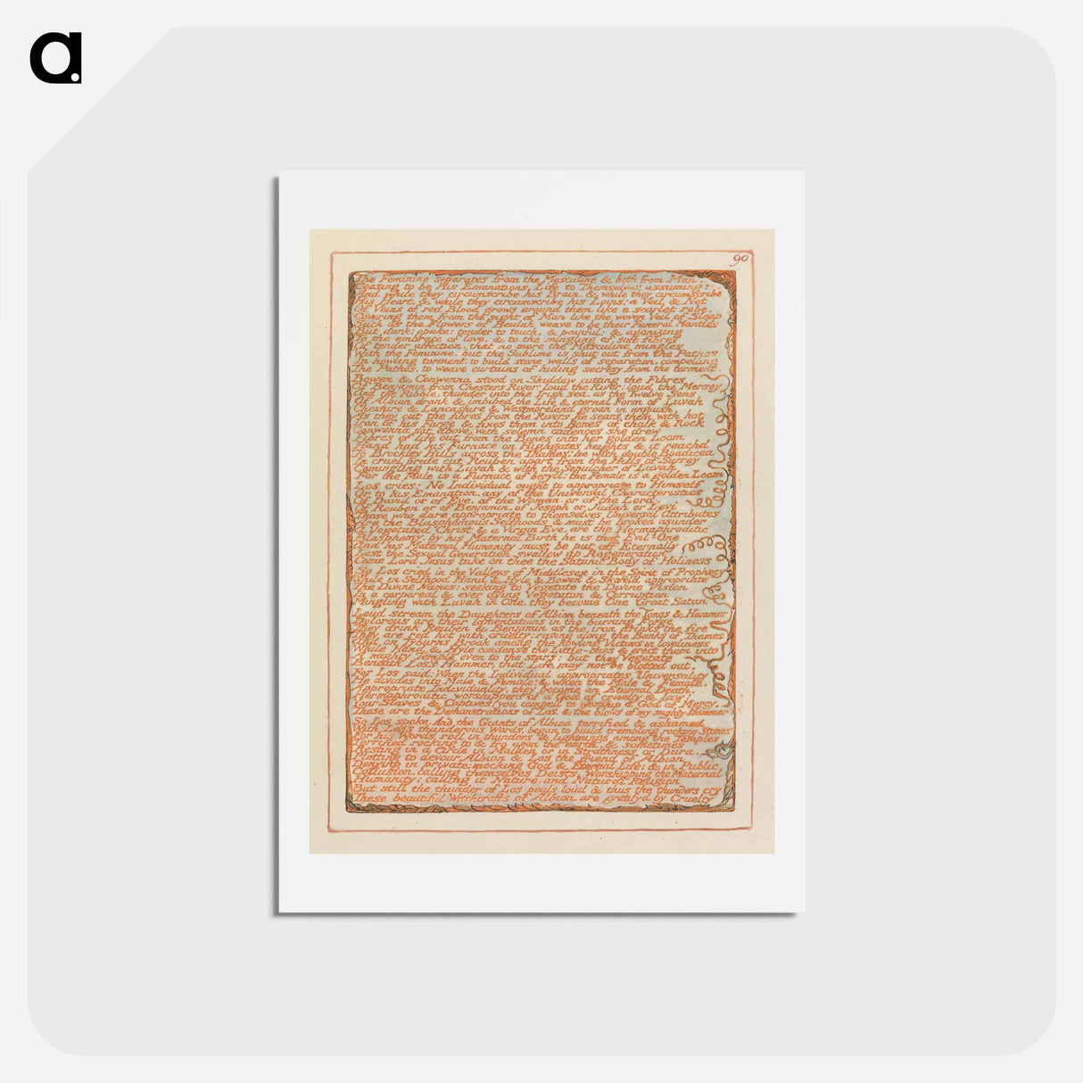 アートポストカード-Jerusalem, Plate 90, "The Feminine separates...." - ウィリアム ブレイク Postcard.