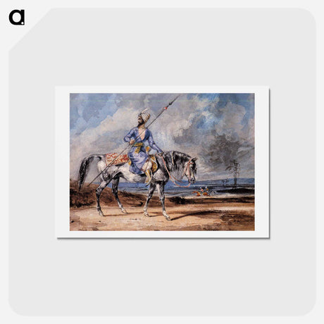 アートポストカード-A Turkish Man on a Grey Horse - ウジェーヌ ドラクロワ Postcard.