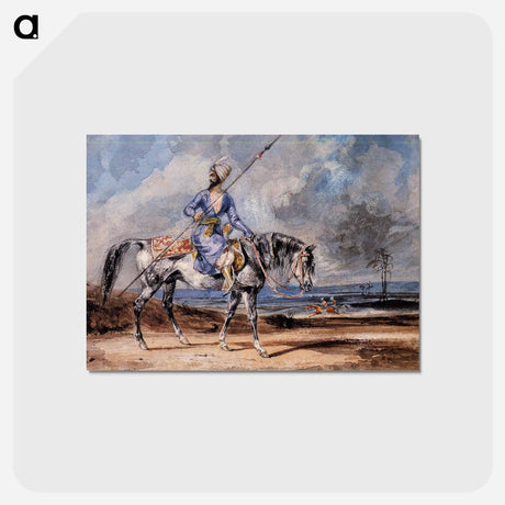 アートポストカード-A Turkish Man on a Grey Horse - ウジェーヌ ドラクロワ Postcard.