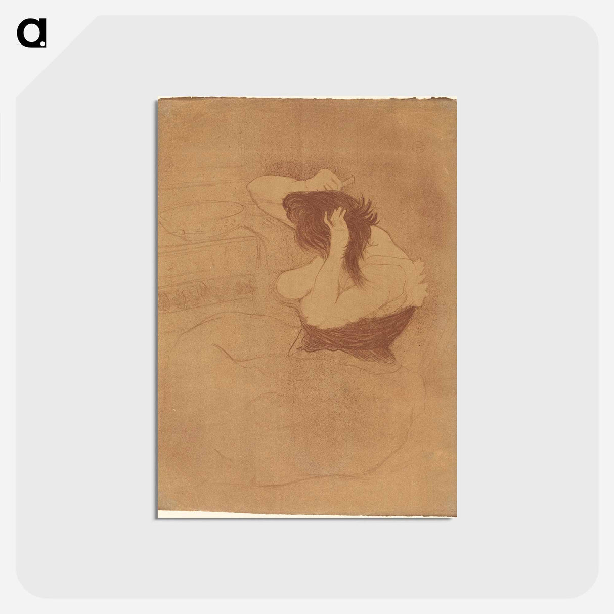 アートポストカード-Woman Combing Her Hair - アンリ ド トゥールーズ ロートレック Postcard.