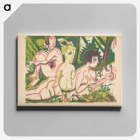 アートパネル-Nude Women with a Child in the Forest - エルンスト ルートヴィヒ キルヒナー Canvas.