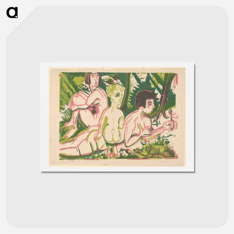 アートポストカード-Nude Women with a Child in the Forest - エルンスト ルートヴィヒ キルヒナー Postcard.