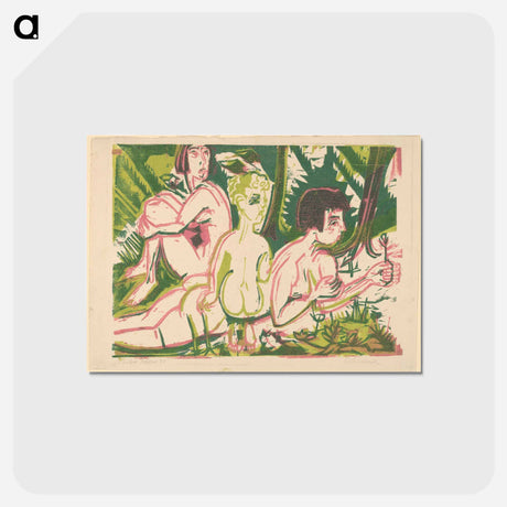 アートポストカード-Nude Women with a Child in the Forest - エルンスト ルートヴィヒ キルヒナー Postcard.